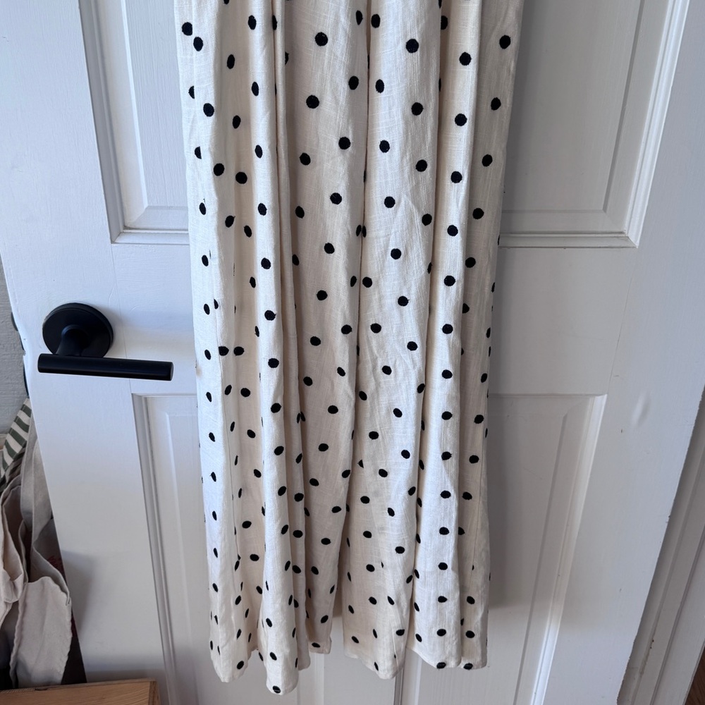 Tularosa-Revolve Lainey Polka Dot Jumpsuit Ivory and Black Size XXS Linen Blend - Picture 10 of 10